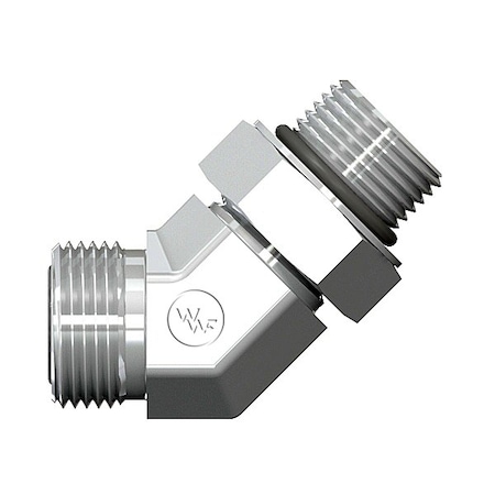 World Wide Fittings Male Flat Face O-Ring to Male O-Ring Boss 45 Degree Elbow 4365X04X04